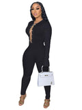 Winter Sexy Chain Lace-up Long Sleeve Tight