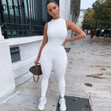 Women Casual Fashion Skinny Jumpsuit Activewear Bodycon Soft Stretchy Sleeveless Sporty Overalls Slim Streetwear