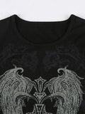 Rhinestone Decor Grunge Wing Printed Crop Top-Outfit