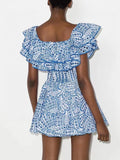 Elegant Dresses For Women Slash Neck Short Sleeve High Waist Hollow Out A Line Temperament Dress Female Autumn