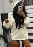 Puff Sleeves Zipper Blank Hooded