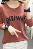 Fashion 2023 Spring Shinny T Shirt Women Paris Letter Printed Casual O Neck Long Sleeve Harajuku Shirts Female