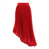 High Waist Red Black Pleated Irregular Elegant Long Half-body Skirt Women Fashion Tide New Spring Autumn 2023
