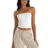 Tops y2k Grunge Clothes 2000s Women Solid Color Slim Fit Off Shoulder Strapless Sleeveless Backless Vest Summer