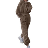 Winter Women Tracksuit Sportswear Long Pants Set Two Piece Long Sleeve Hoodies Sweatshirt Suit Winter Warm Solid