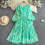And Autumn Gentle Style Temperament Long Sleeves Low Circle To Receive The Waist Thin Long A-Word Large Pendted