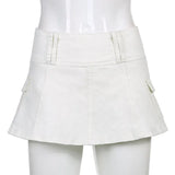 Pastel Goth Low Waist Black Micro Skirts Y2K Streetwear Pockets Patchwork A-line Skirt E-girl Aesthetics Outfits