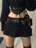 Pastel Goth Low Waist Black Micro Skirts Y2K Streetwear Pockets Patchwork A-line Skirt E-girl Aesthetics Outfits