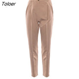 Office Lady High Waist Khaki Pants Women 2022 Autumn Fashion Casual Trousers Zipper Pocket Solid Female Brown Pencil