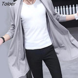 Men Windbreaker Long Sleeve Slim Spring Autumn Draping Lapel Overcoat Outwear