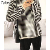 Autumn Winter New Korean Version Casual Lazy Style Pullover Striped Sweater Women Loose Top
