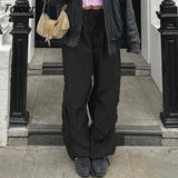 Women's Baggy Cargo Pants Loose Oversized Hippie Drawstring Tech Pants Streetwear Joggers Wide Leg Cloth joggers