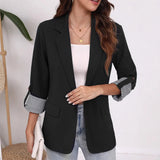 Spring And Autumn Fashion Casual Splicing Collar Repair Cardigan Temperament Suit