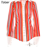 Single Breasted Stripe Elastic Shirt Women Long Sleeve Elegant Office Lady Blouse Casual Patchwork Cardigan Tops