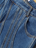 2023 Autumn New Women's Denim Flare Pants Botton Striped Zippers Slim High Waist Irregular Jeans Fashion Female Tide