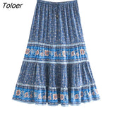 2023 Summer Skirt Women Paisley Floral Print Skirts Casual Vintage A-Line Beach Skirt saia Jupe Femme faldas Midi
