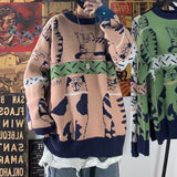 Harajuku Knitted Sweater Men Clothing Winter Pullover Men Sweater Fashion Harajuku Clothes Hip Hop Warm Cartoon Cat