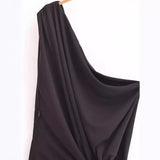 Autumn New Women's Decoration Body Black Asymmetric Design Temperament Long