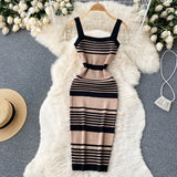 button Bodycon Knitted midi Dress Summer stretch tank pencil casual Party Women club sheath knee length