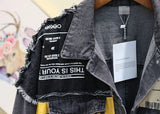 Patchwork denim jacket-Outfit