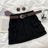 Hottie Fashion High-Rise Thin Double Pocket Workboy Dress Anti-Light Short Skirt A