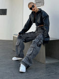 Toloer New 2024 Stylish High-Waist Straight Leg Loose Casual Denim Wide-Leg Pants-Outfit
