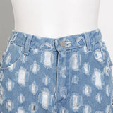 Hole Hollow Out tassel Denim Trousers Women High Waist Streetwear straight slim Pants 2020 Summer Fashion