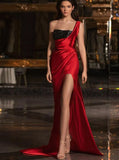 Formal Sequined One Shoulder Long Evening