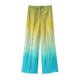 Summer Tie-Dye Silk-Stained Shirt Trousers