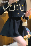 Temperament Outfits Fashion 2 Piece Sets Women Cropped Jackets High Waist Pleated Mini Skirt Suit Korean Elegant Set Y2k