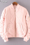 Philosophy Spring Autumn Quilting Bomber Jacket Women Coat Zipper Long Sleeve Jacket Cotton-padded Pink