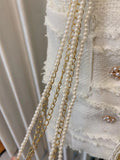 Runway Dress Women Woven Plaid Tweed O-neck Short Sleeve Diamonds Buttons Pearl Chain Tassel Belt Vintage Tweed