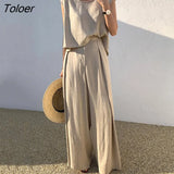 Chic Sleeveless Tops and High Waisted Trousers Women Pant Sets 2023 Spring Summer Korean 2 Piece Sets Office