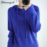 Sweatshirts Hoodies Women Autumn Winter 2021 Solid Knitted Pullovers Winter Clothes Women Sweatshirt With Hood
