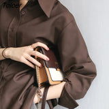 Patchwork Elegant Satin Blouse Women Vintage Lantern Sleeve Embroidered Woman Shirt Solid O-neck Tops Women Clothing