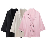 2025 New Women's Wrinkle Effect Blazer + Trousers Fashion