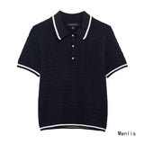 2025 New Knitted Shirt Round-Neck Solid Color Loose Set Female