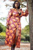 Chains Print Orange Long Blouse