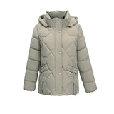 Winter Down Cotton Padded Jacket Women's Warm Cotton Padded Jacket 2024 New Fashion Solid Color Can Take Off The Hat Short Jacket-Outfit