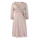 Women's Dress 2025 New Fashion Temperament Pure Color V Collar Folds High Waist Big Dress Dress
