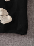 Autumn Winter Floral Print Sweater Women Knitted Pullover Femme Sweaters High Quality Knitted Oversize black Sweater