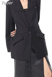 Fashion Women's Blazer Notched Collar Loose Single Button Waist Green Long Sleeve Suit Jackets Spring 2023 New