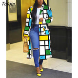 Plaid Print Women Trench Double Breasted Fashion Size S-5XL Coat Turn Down Collar Long Sleeve Extra Long Jacket