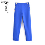 2023 Women Vintage Office Wear Front Zipper Pants With Buttons Pockets High Waist Fashion Female Trousers Mujer