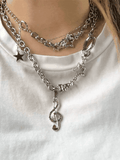 Rhinestone Decor Charm Necklace-Outfit