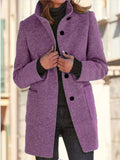 Autumn And Winter Retro Button-Collar Hair Coat Women's