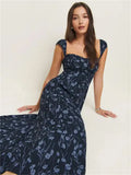 New Women's Fashion Elegant French Vintage Flower Printed