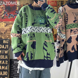 Harajuku Knitted Sweater Men Clothing Winter Pullover Men Sweater Fashion Harajuku Clothes Hip Hop Warm Cartoon Cat