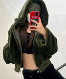 Casual Zipper Up Long Sleeve Short Fleece Hoody