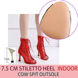 New Stye Salsa Jazz Outdoor Indoor Social Latin Dance Shoes for Dancing Women High Heels Ballroom Mesh Red Professional